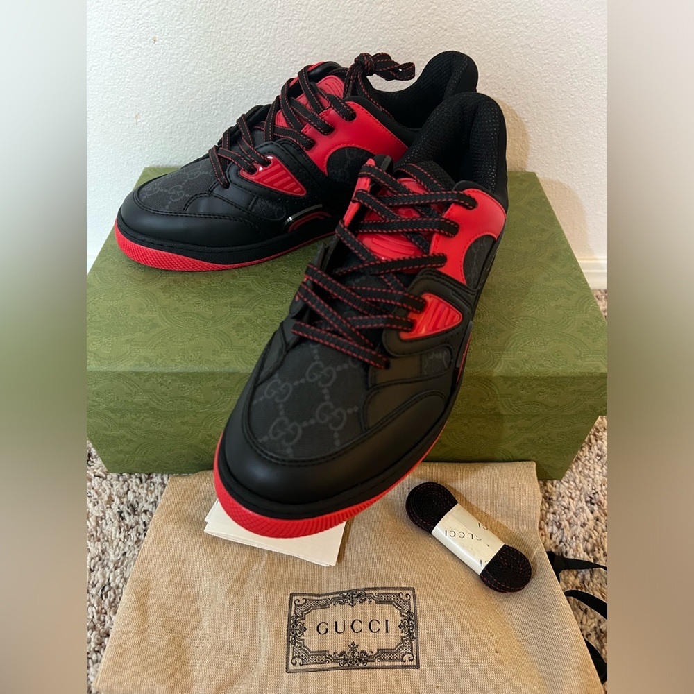 New Gucci Basket GG low-top black red sneakers - Picture 2 of 9